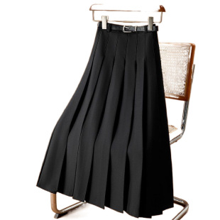 11 Grey Suit Mid-length Skirt Women's Spring and Summer 2024 Slimming Long Skirt Elegant Casual Pleated Skirt