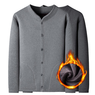 Thermal Underwear Men's Thickened fleece-lined for Middle-aged and Elderly Dad Wearing Cold-proof Cardigan Autumn Clothes Winter Thermal Top
