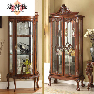 French Classical Semi-circular Wine Cabinet Imported Solid Wood Carved Storage Sideboard High-end Living Room Dining Room Furniture