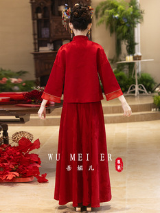 2024 New Red Engagement dress Toast Dress Bride Wedding New Chinese Red Wedding Dress Women's Dress Autumn