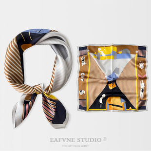 Oil Painting Silk 100% Mulberry Silk Square Scarf Women's Fashion All-match Decorative Suit Spring and Autumn Thin Wholesale Collar