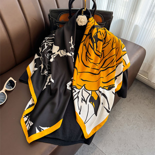 Vintage printed 90 large square scarf spring and summer fashion Joker temperament scarf outside shawl neck scarf wholesale tide