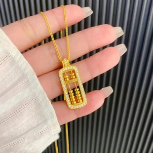 Vietnam Shajin Necklace Palace Fengfu Hollow Abacus Auspicious Pendant Retro Long Not Falling First Jewelry Wholesale