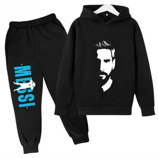 Spring and Autumn New Cross-border Amazon Foreign Trade Big Children's suit European and American Printed Girls' Hooded Sweatshirt Sweatpants suit