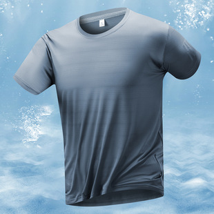 Summer Explosions Cross-border Main Push Three Bars Men's Short-sleeved Sports Quick-drying T-shirt Ultra-thin Breathable Loose Casual T-shirt