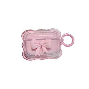 Ins Girl's Heart Powder Bow Three-dimensional Suitable for AirPodsPro Headphone Protective Cover Apple 3/4 Generation Earphone Case