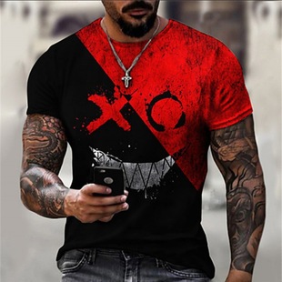 2021 Summer Cross-border T-shirt European and American Hip-hop Series Digital 3D Printing Men's Street Short-sleeved Sports T-shirt Top