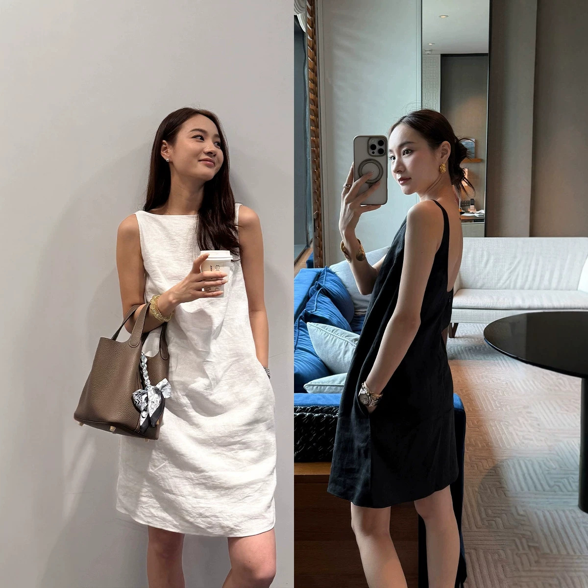 [High-Quality French Imported Rain Dew Linen] Summer Backless Spaghetti Strap Dress for Women, Short Linen Tank Dress