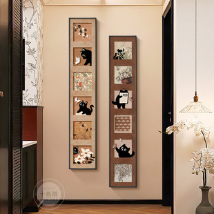 Cats Antique Style Hallway Decorative Painting Sense Long Strip Entrance to the Door Hanging Painting French Retro Living Room Mural