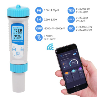 Bluetooth 7-в-1 PH/TDS/EC/ORP/SALT/SG/температура PH проводимость ручка для проверки качества воды