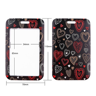 Heart-shaped Love Mobile Phone Lanyard Card Set Access Control Bus Meal Card Polyester Ribbon Anti-loss Work Permit Couple Gift
