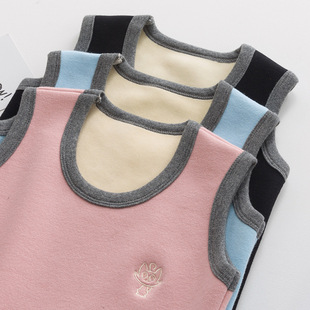 Children's Vest fleece-lined Thickened Baby Girls' Warm 2024 New Autumn and Winter Bottoming Vest for Boys and Children