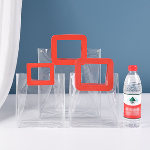 in stock pvc tote bag wholesale gift wedding candy gift bag plastic high-end feeling hand gift transparent packaging bag ins