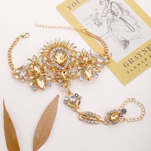 European station AliExpress explosion Super Flash glass colored diamond beach toe anklet exaggerated atmosphere bracelet foot ornaments wholesale