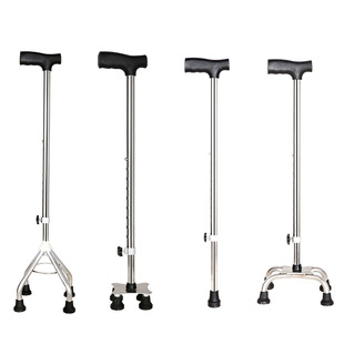 Stainless Steel Crutch Non-Slip Retractable Four-Leg Walking Stick for the Elderly Thickened Mountaineering Stick Adjustable Lightweight Power-Assisted Walking Stick