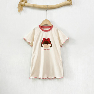 Summer Home Short-sleeved Cotton Breathable Sweatless Nightgown 12.50 kg-40.00 kg Girls Wear Loose Fun Princess Dress