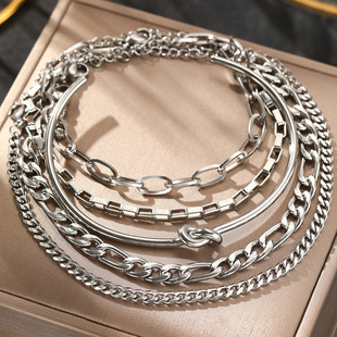 Europe and the United States cross-border retro thick chain personalized bracelet mix and match open bracelet bracelet jewelry stack wearing wind suit bracelet wholesale