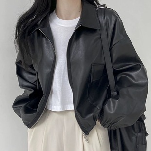 Autumn 2024 Korean-style Loose Casual Long-sleeved Short Top Retro Hong Kong-style All-match Collar Zipper Design Jacket