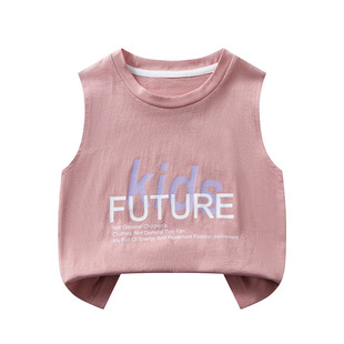 Cartoon Top for Kids and Girls I-Shaped Men's and Children's Waistcoat Base Simple Summer Sleeveless Cotton Medium Vest Thin
