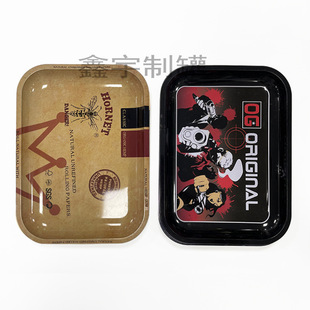 Manufacturer Supplies Smoking Set Cigarette Tray Tinplate with Magnetic Cover Tray Metal Double-Sided Colorful Smoke Tray