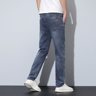Real Shot Straight Jeans Men's Loose All-match Men's Pants Retro Washed Stretch Casual Pants Summer Thin