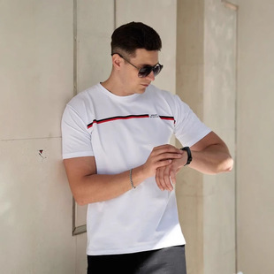 Summer New European Station Men's Casual Sports Short-sleeved T-shirt Loose Simple All-match Trendy Men's Top