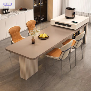 Retractable Rock Board Island Table Table Integrated Household Small Apartment High-end Fashion New Large Apartment Italian Kitchen Island
