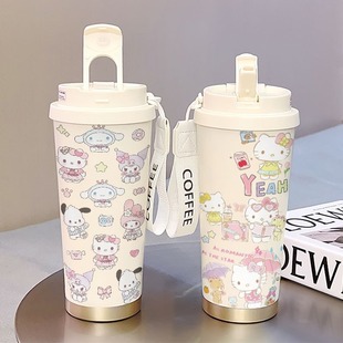 Crayon Shin-chan Cup с высокой степенью изоляции Студент портативный женский автомобиль большой емкости из нержавеющей стали для холодного двойного напитка кофейная чашка