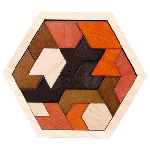 Wooden Polygon Geometric Puzzle Children's Educational Assembled Tangram Special-Shaped Building Blocks Exercise Hands-on Brain Toys