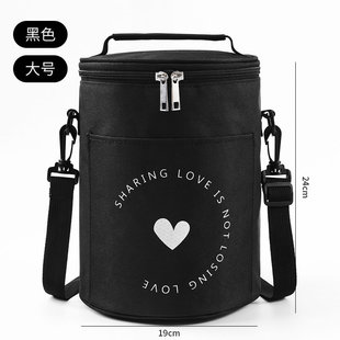 Round Insulated Lunch Box Handbag Large Lunch Bag Thickened Barrel Aluminum Foil with Rice Bucket Warm Bag Meal Bag