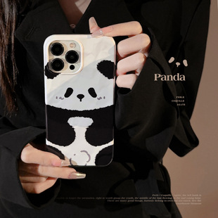 Чехол для мобильного телефона Panda iPhone15 Apple 14 пленка 2-в-1 12 подходит для 13Pro плиссированный 11 китайский стиль макс.