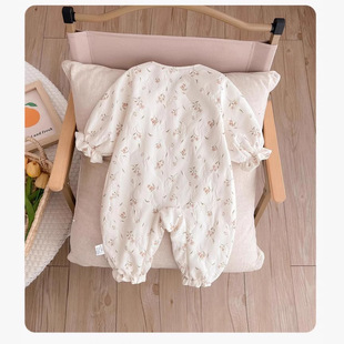 Baby Spring Baby Girl Double-layer One-piece Clothes Newborn Super Cute Princess Sweet One Hundred Days Old Climbing Clothes