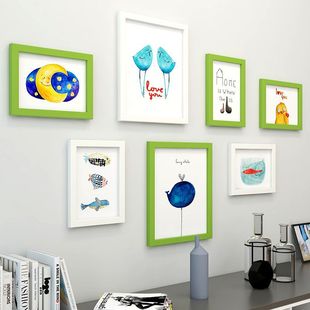 Creative photo wall combination photo frame wall wall living room room background wall photo hanging wall punch-free printing paint