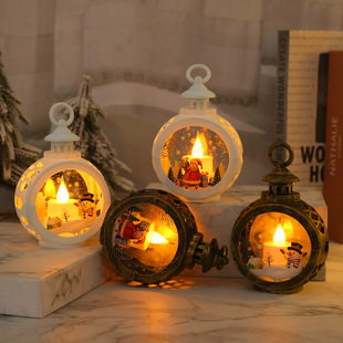 Christmas decorations retro round luminous night light pendant Christmas gift window ornaments arranged candlestick lamp