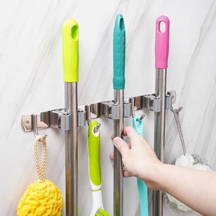 Mop Hook Punch-free Storage Artifact Adhesive Hook Broom Hanger Strong Adhesive Wall Hanging Mop Clip Kitchen Fixation