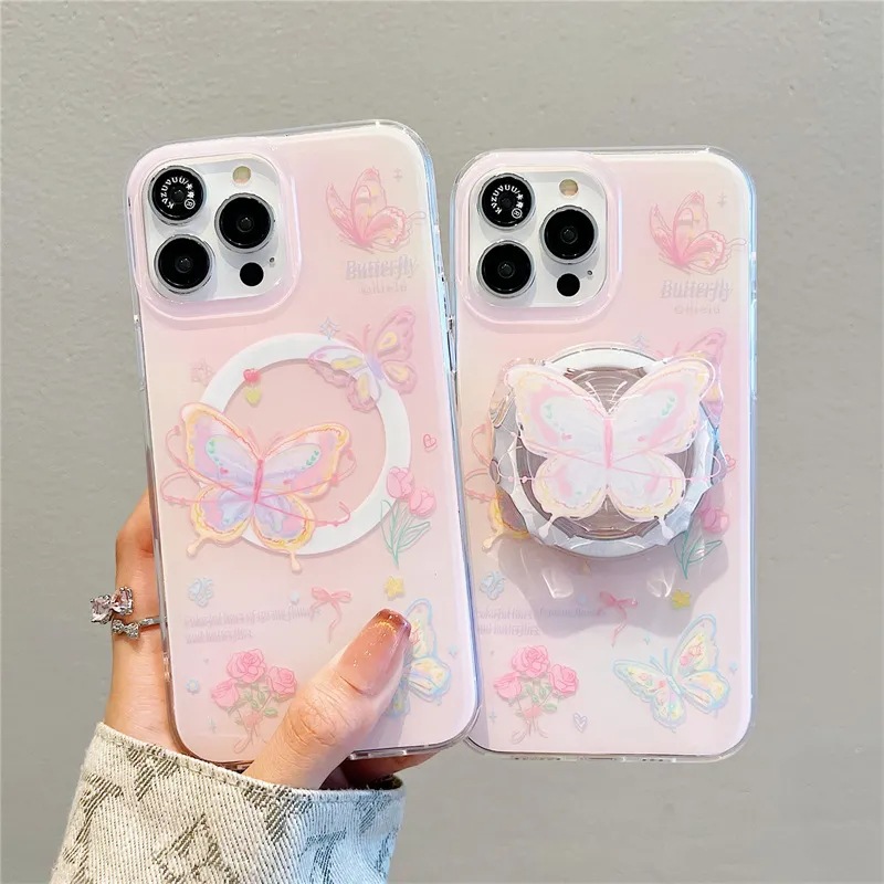 Butterfly-shaped case for Samsung S23FE, S25 Ultra/S24 Plus/S21 magnetic, S22 full coverage, A35/55.