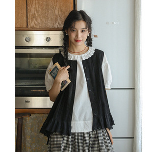 2024 Summer New Artistic Style Pleated Heavy Industry Stacked Atmosphere Sense Ruffled Short Vest Jacket for Women
