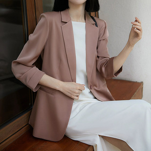 Factory wholesale new solid color encounter s elegant sense! 6A-jian's confident silk suit woman