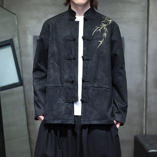 2024 Autumn and Winter New Chinese Style Men's Fashion Suede New Chinese Dragon Jacquard Embroidered Jacket Tang Suit Jacket