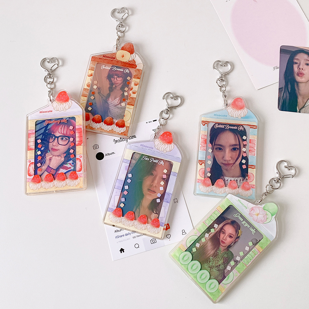 Hisocute High-Value Dessert-Themed Acrylic Card Holder 3inch Transparent Hanging Bag Access Card Meal Card Protective Cover