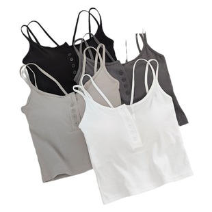 Spice Girls Button Belt Chest Pad Bra One-piece Cross Large U-back Sling Women's Outer Wearing Pure Cotton Chest Wrapped Vest Top