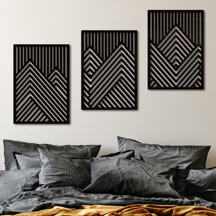 MZ169 creative three-dimensional hollow wooden hill wall stickers pendant home background wall decorative wood 5mmuv printing
