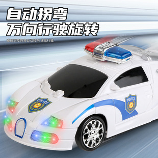 New electric universal deformation police car model music light deformation robot children's toys wholesale
