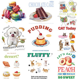 Cross-border supply dessert fruit hot stamping pattern t-shirt printing hot stamping washable offset printing thermal transfer printing hot transfer stickers hot stamping