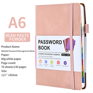 Cross-Border Exclusive A6 Portable Strap with Colorful Letter Label Password Book English Record Website Address Management Book