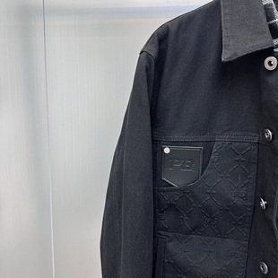 Bird Family Elements Autumn and Winter Men's Fashion Brand Leather Label Denim Jacket Fashionable Fashionable Handsome Loose Jacket Lapel Coat