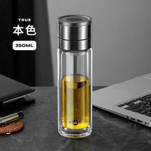 Mingxia double-layer quick-opening glass transparent high borosilicate tea cup portable car business office cup wholesale
