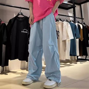 Summer Dopamine Quick-drying American Style Workwear Sports Pants Women's 2024 New Summer Drawstring Casual Pants Workwear Pants
