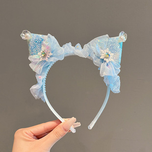 Princess Elsa Children's Hair Band Blue Ocean Girls' Hair Accessories Ice and Snow Mermaid Girls' Headband 2025 New Headwear