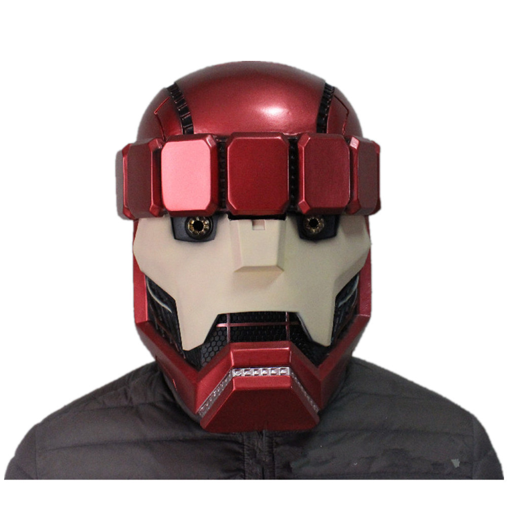 Cyberpunk mask costume, mecha-style tech helmet, sentinel robot face mask, X-Men mask